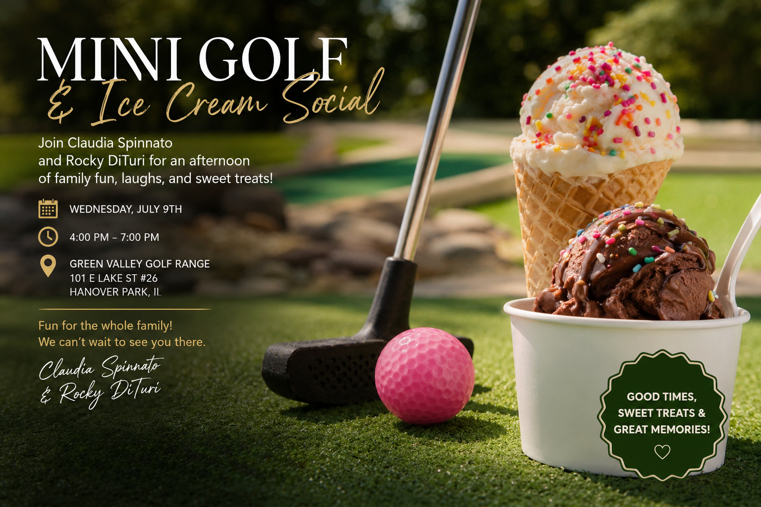 mini golf ice cream social with claudia spinnato